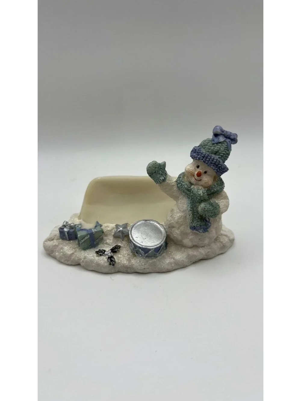 Snowman Band Holiday Decor Resin Figurines Set Of 2 Blue White